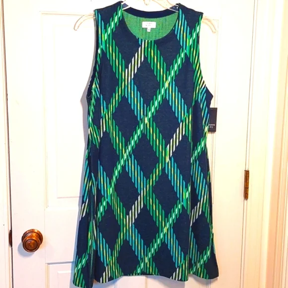 NWT Crown & Ivy argyle jumper top or mini dress, size M - Picture 1 of 5